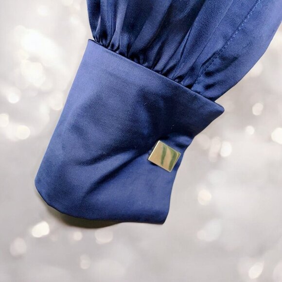 NWT Moon River Navy Satin Off Shoulder Mini Dress - Picture 5 of 8